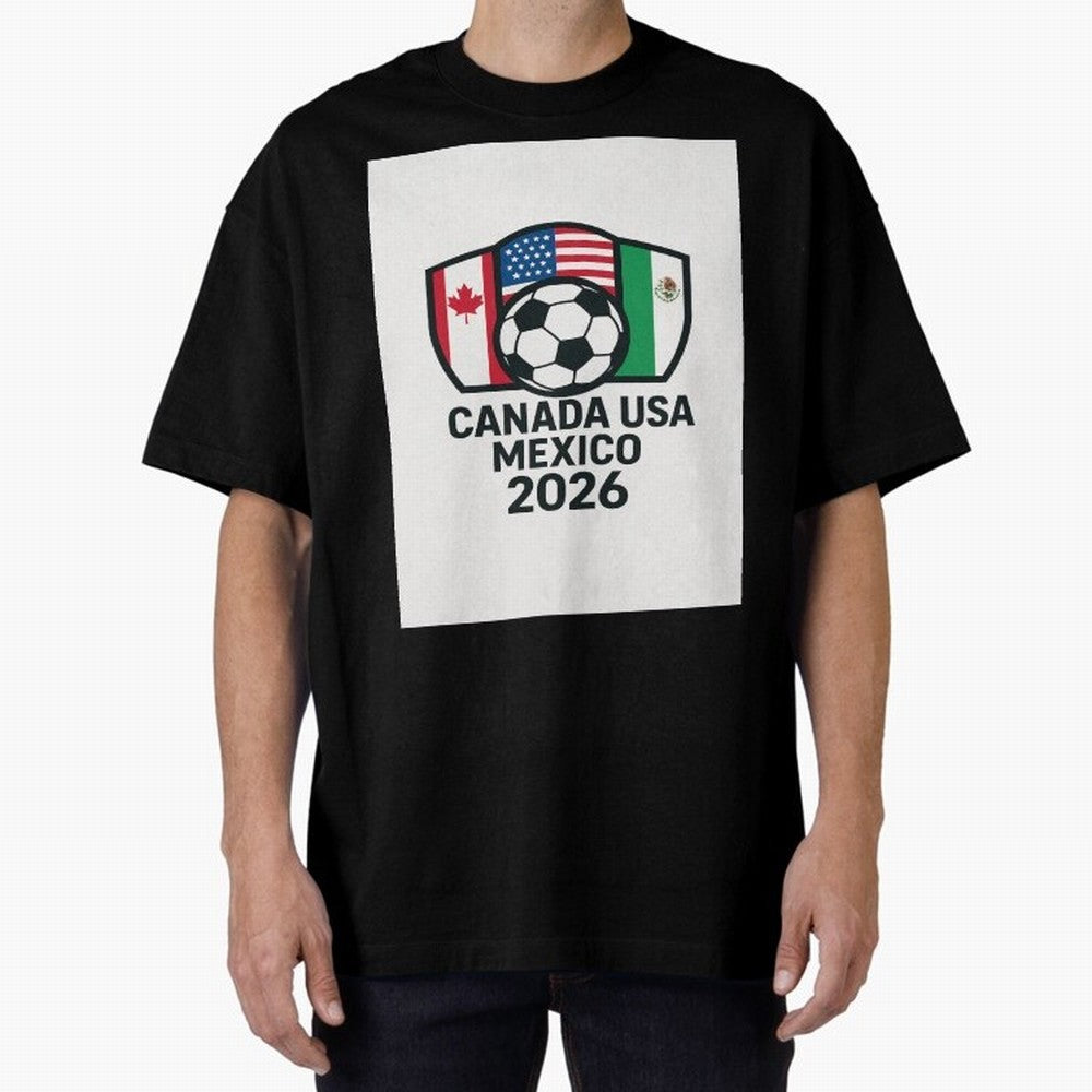 World Cup Soccer 2026 Canada USA Mexico Design Oversized T-Shirt Cheer for FIFA World Cup 2026 Group Stage Spirit, with England, Cristiano Ronaldo, Stadium Memories, Football Loyalty, International Chants and Championship Tradition; Great for Watch