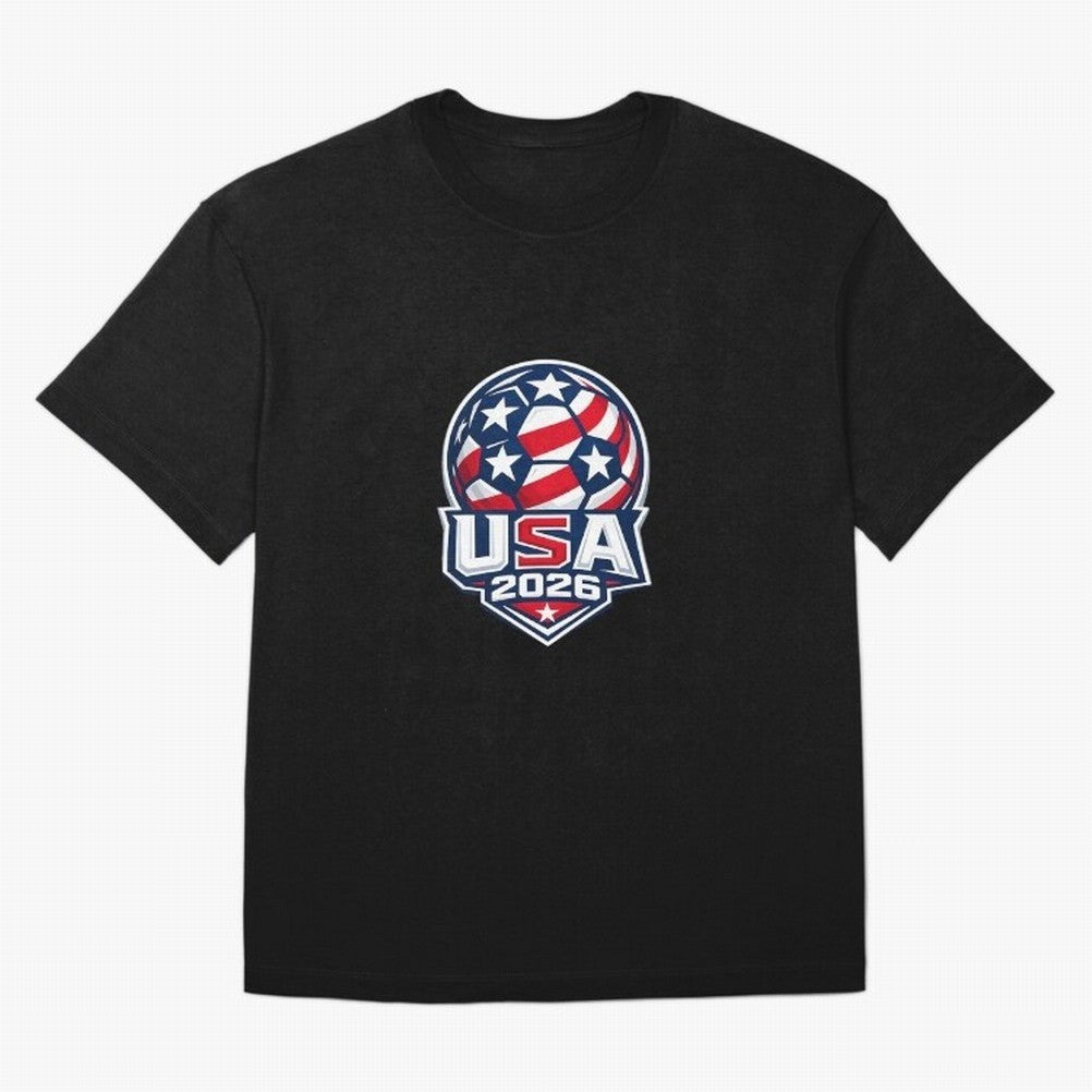 Usa 2026 World Cup - Star Spangled Soccer - American Host Fan Oversized T-Shirt Make Memories around FIFA World Cup 2026 USA Canada Mexico for Fans of CR7 and Messi and Argentina and Brazil, Bringing Football History, Final Match Energy, Crowd