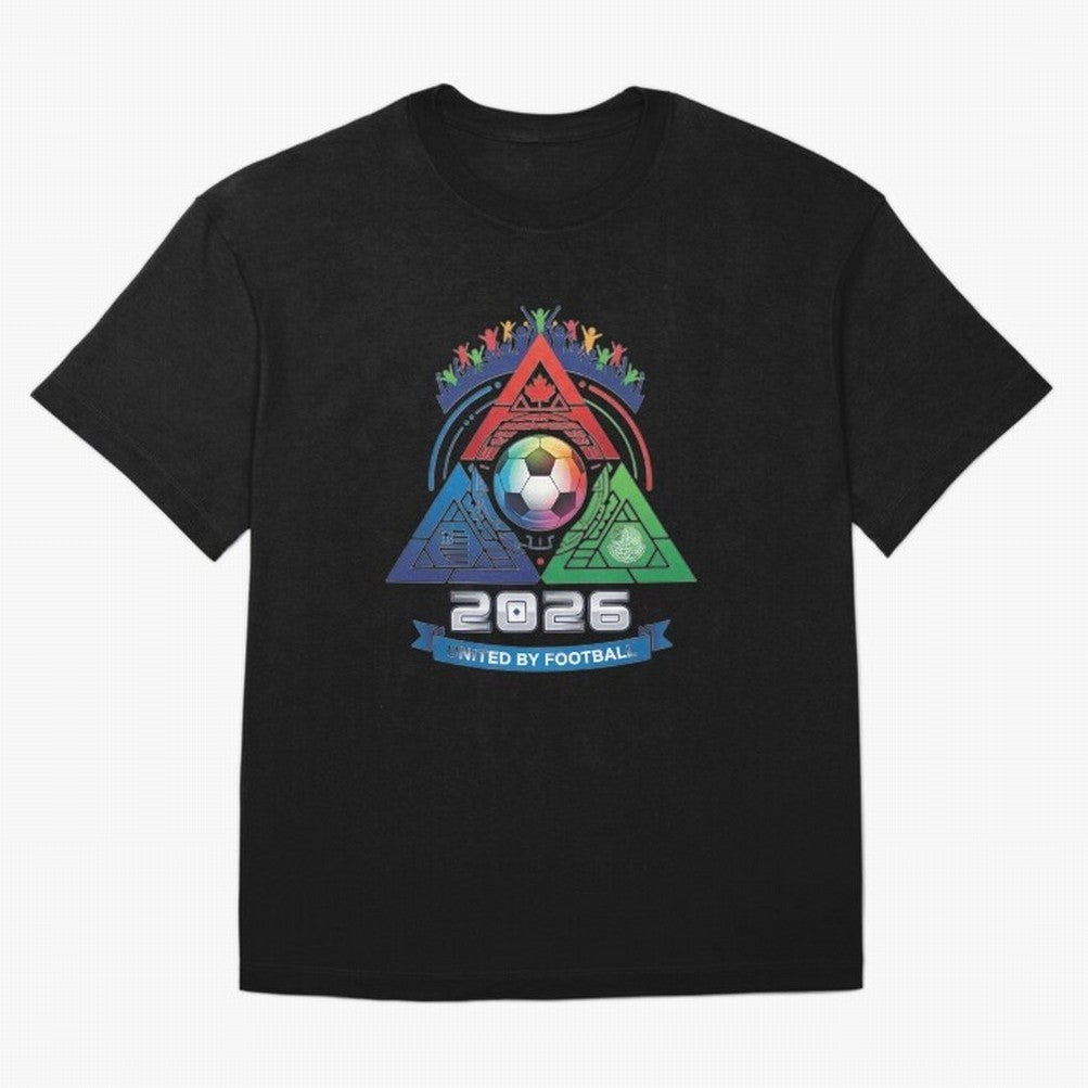Triangular United By Football World Cup 2026 Emblem Oversized T-Shirt Cheer through Every Moment of FIFA World Cup 2026 USA Canada Mexico Spirit, Inspired by France, Neymar, Haaland and Cristiano Ronaldo, Worldwide Fan Energy, Dramatic Goals,