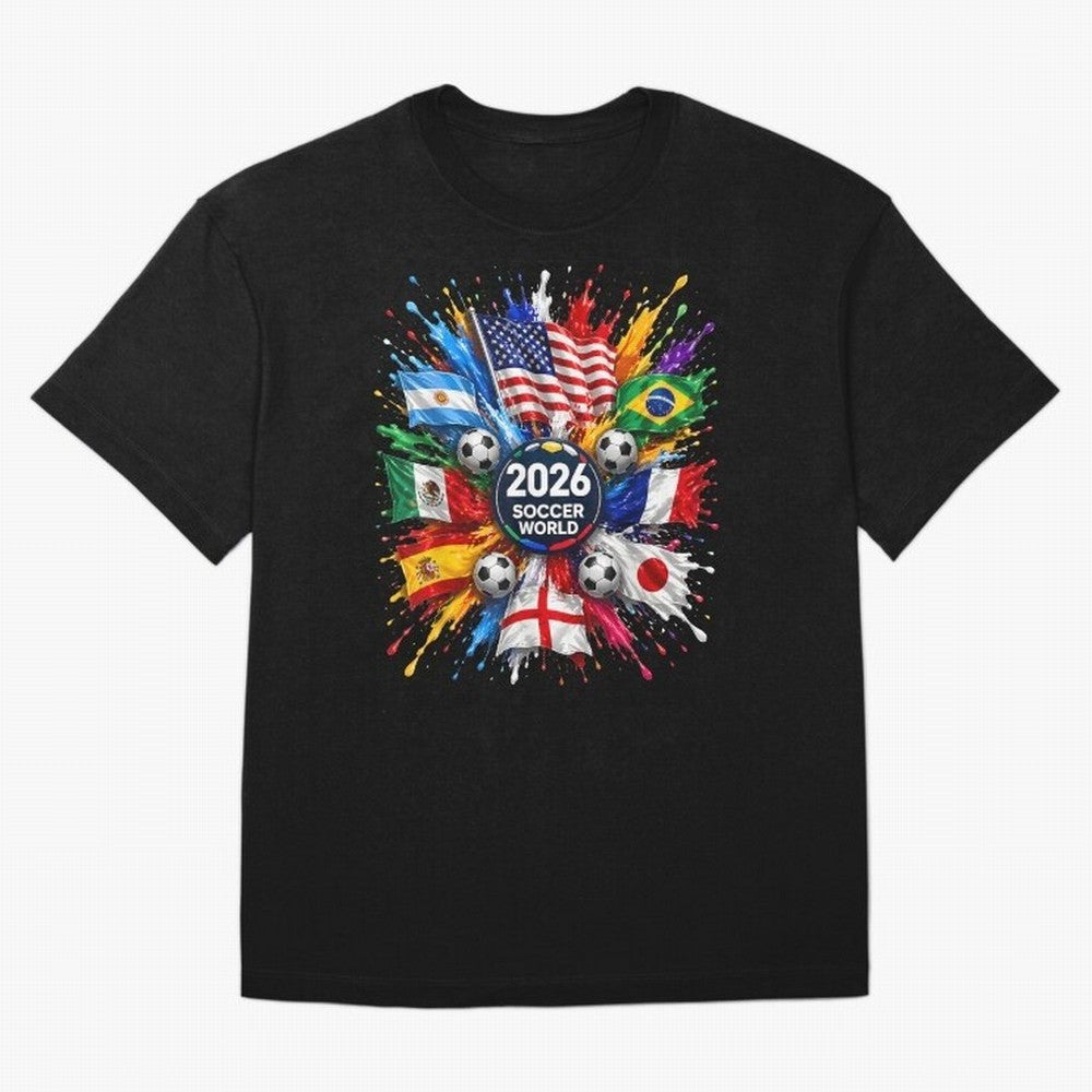 2026 Soccer World USA Flag Burst Fan Tee Oversized T-Shirt Honor the Football Icons of the FIFA World Cup 2026 USA Canada Mexico Journey through Neymar Highlights, Germany Pride, Sports Nostalgia, International Competition, Famous Players and