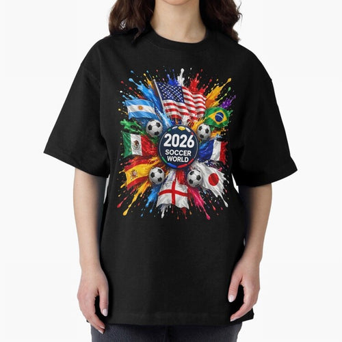 2026 Soccer World USA Flag Burst Fan Tee Oversized T-Shirt Honor the Football Icons of the FIFA World Cup 2026 USA Canada Mexico Journey through Neymar Highlights, Germany Pride, Sports Nostalgia, International Competition, Famous Players and