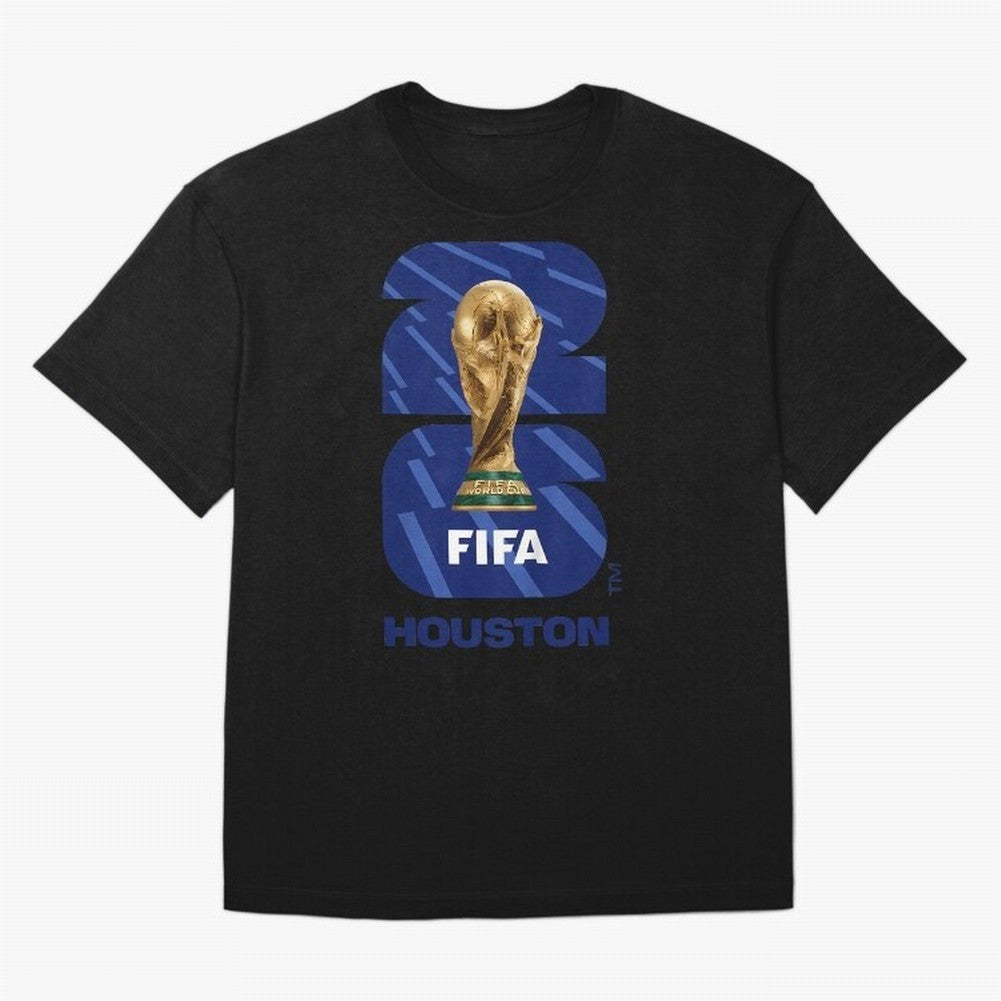 World Cup26 Houston Trophy Oversized T-Shirt Honor the Football Icons of FIFA World Cup 2026 USA Canada Mexico Spirit, Featuring Spain, Haaland and Mbappe, Match Day Excitement, Supporter Culture, Golden Goals and Global Football Passion; Great for