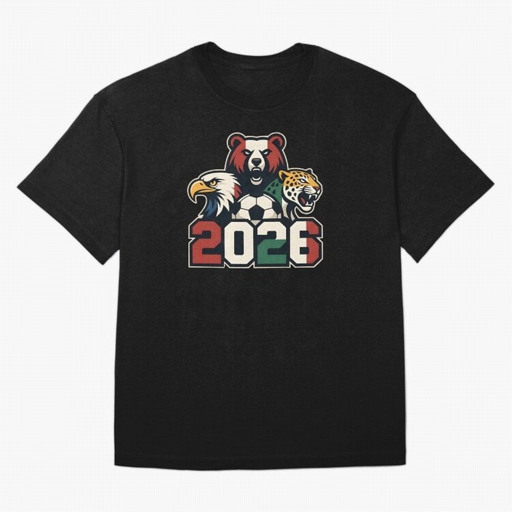 World Cup 2026 USA Canada Mexico Host Mascots Oversized T-Shirt Stand with Match Day Hype around FIFA World Cup 2026, Haaland and Mbappe, Brazil, Portugal and Argentina, Tournament Hype, Historic Matchups, Family Viewing Parties and Global Sports