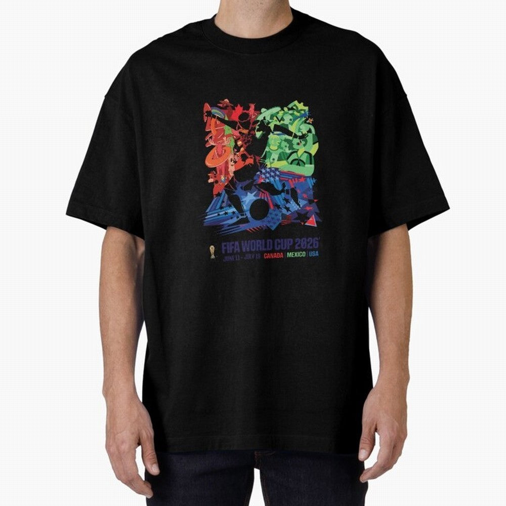 Host Nations Cultural Splash Art Oversized T-Shirt Cheer for the FIFA World Cup 2026 Group Stage Journey through Cristiano Ronaldo Highlights, England, France and Netherlands Pride, Stadium Chants, National Pride, Trophy Dreams and Unforgettable