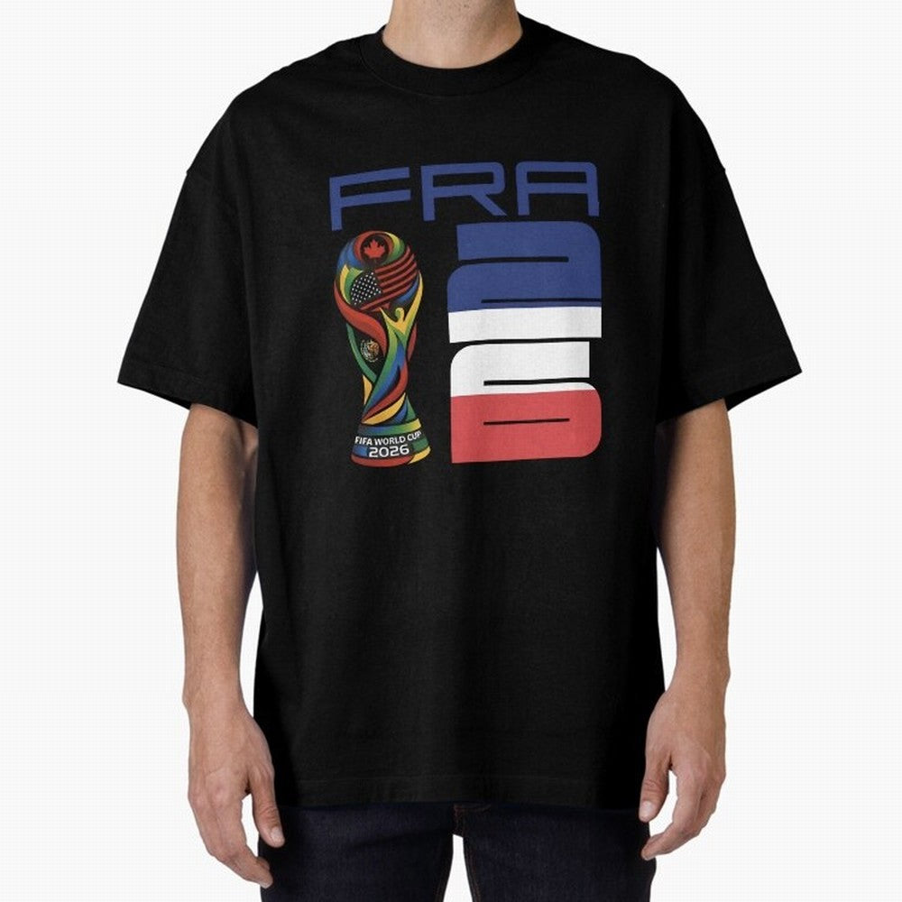 France World Cup 2026 Soccer - FRA 26 Blue White Red Oversized T-Shirt Bring International Match Energy to FIFA World Cup 2026 Group Stage Spirit, Connected to Netherlands, Messi and Cristiano Ronaldo, Worldwide Fan Energy, Dramatic Goals, Stadium