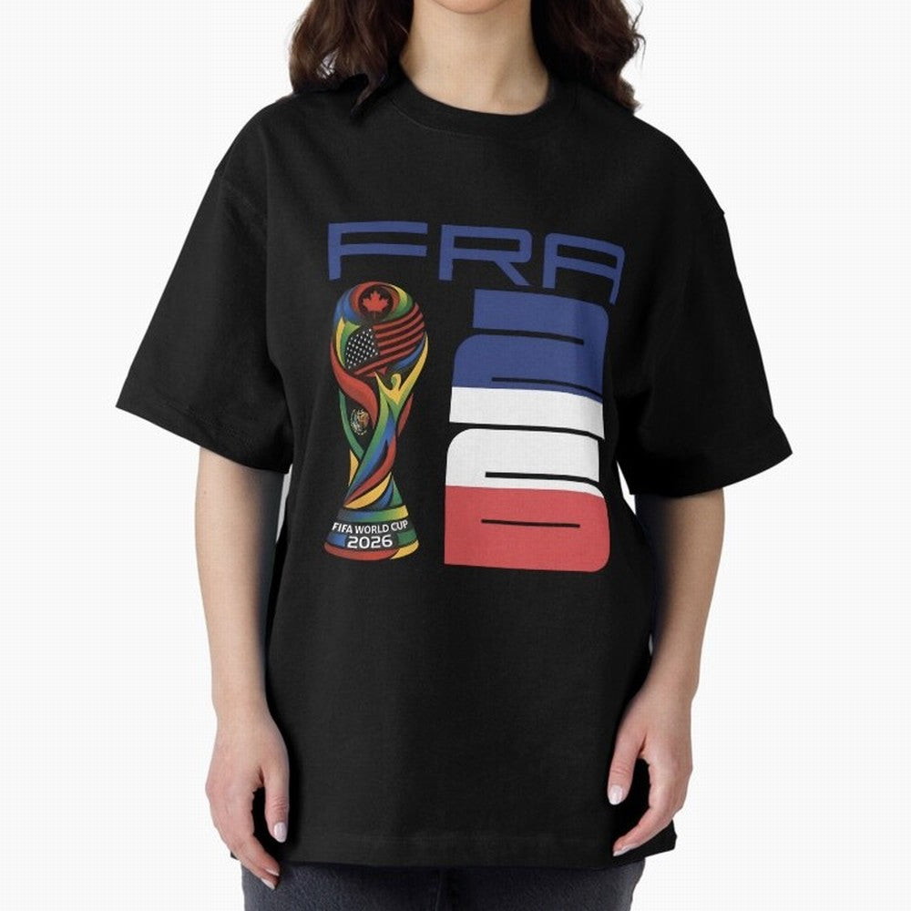 France World Cup 2026 Soccer - FRA 26 Blue White Red Oversized T-Shirt Bring International Match Energy to FIFA World Cup 2026 Group Stage Spirit, Connected to Netherlands, Messi and Cristiano Ronaldo, Worldwide Fan Energy, Dramatic Goals, Stadium