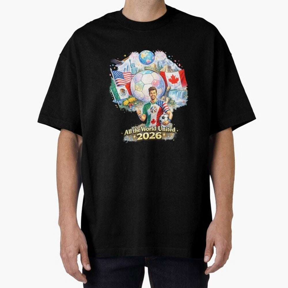 All The World United 2026 Football Design Oversized T-Shirt Celebrate the Stars of the FIFA World Cup 2026 Journey through Neymar, Haaland and Cristiano Ronaldo Highlights, Netherlands Pride, Game Day Rituals, Football Legends, Country Pride and