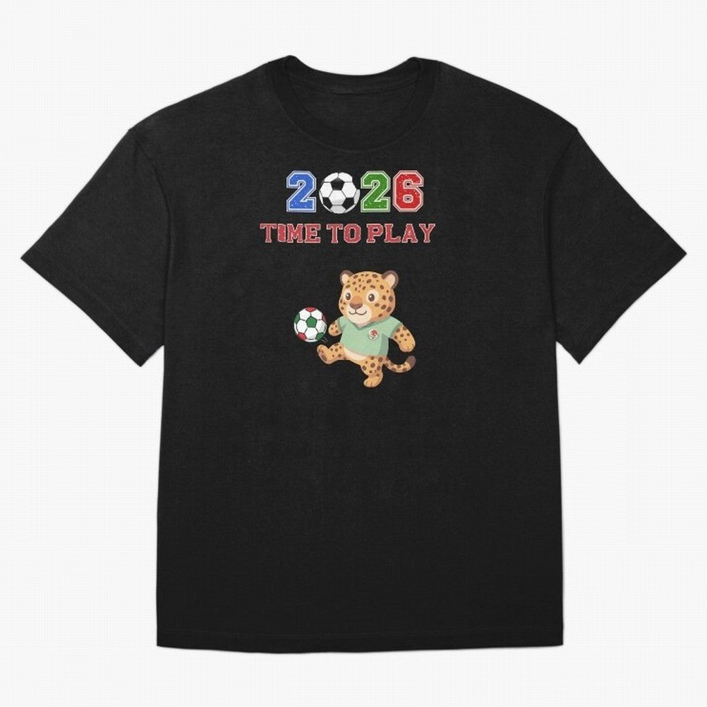 Mexico Soccer Jaguar Mascot 2026 Time To Play Football Oversized T-Shirt Join the Global Buzz around the FIFA World Cup 2026 Journey through Messi and Cristiano Ronaldo Highlights, Spain and Netherlands Pride, Goal Celebration Energy, Supporter