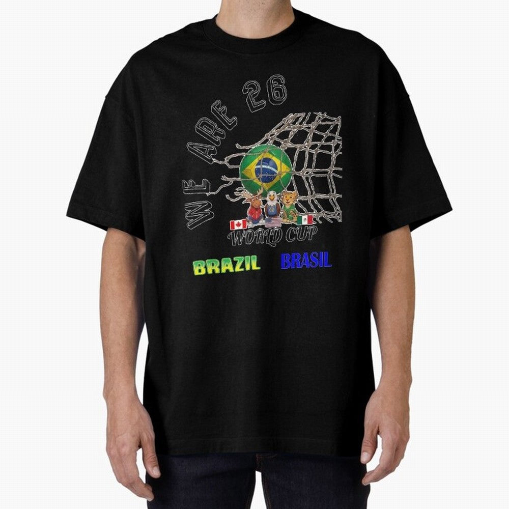 World Cup 26 - Brazil Oversized T-Shirt Join Supporters Worldwide for Match Day Hype around FIFA World Cup 2026, Neymar, Argentina and Brazil, Football Festival Excitement, Trophy Ambitions, Country Rivalries and Star Player Buzz; Ideal for
