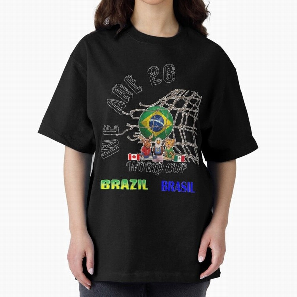 World Cup 26 - Brazil Oversized T-Shirt Join Supporters Worldwide for Match Day Hype around FIFA World Cup 2026, Neymar, Argentina and Brazil, Football Festival Excitement, Trophy Ambitions, Country Rivalries and Star Player Buzz; Ideal for