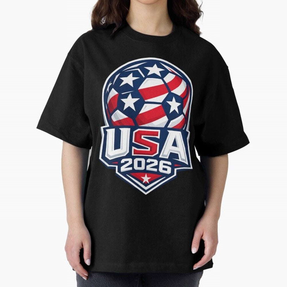USA 2026 World Cup T-Shirt - Star Spangled Soccer Design - American Host Fan Tee Oversized T-Shirt Represent the Passion of the FIFA World Cup 2026 Group Stage Journey through Haaland Highlights, Spain Pride, Stadium Memories, Football Loyalty,