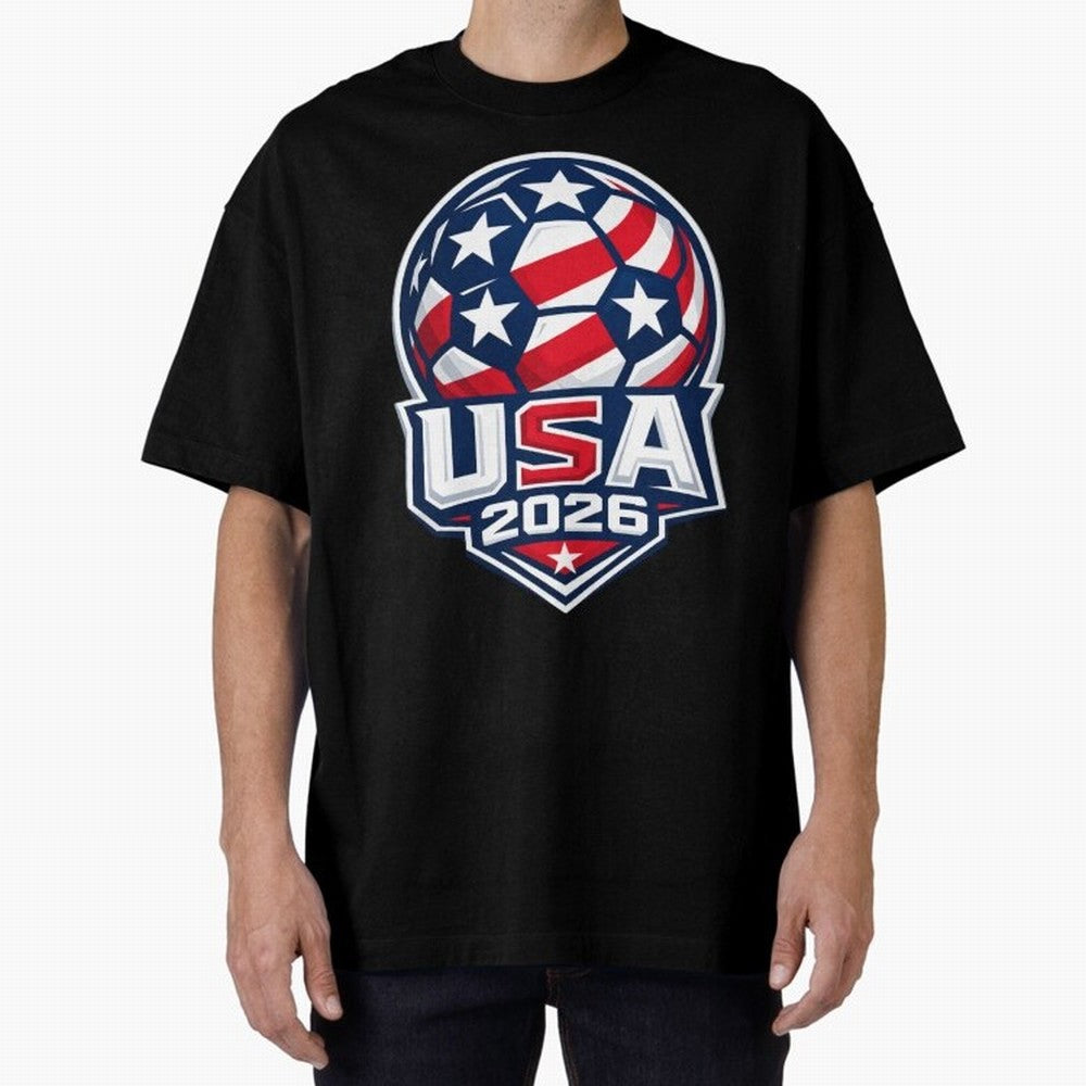 USA 2026 World Cup T-Shirt - Star Spangled Soccer Design - American Host Fan Tee Oversized T-Shirt Represent the Passion of the FIFA World Cup 2026 Group Stage Journey through Haaland Highlights, Spain Pride, Stadium Memories, Football Loyalty,