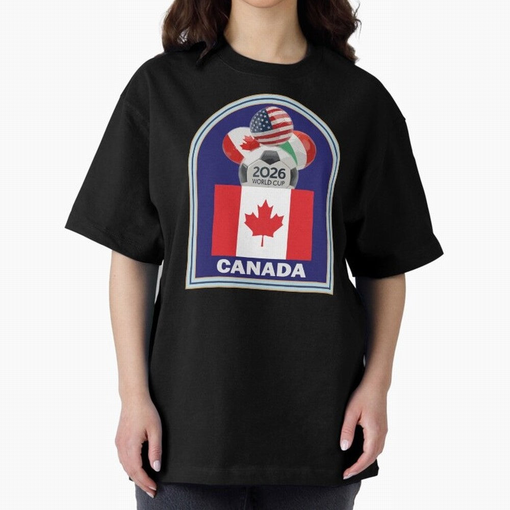 Canada 2026 Soccer T-shirt Oversized T-Shirt Carry the Colors and Pride of FIFA World Cup 2026 Group Stage for Fans of Mbappe and France, Bringing Match Day Excitement, Supporter Culture, Golden Goals and Global Football Passion; Perfect for Fans,
