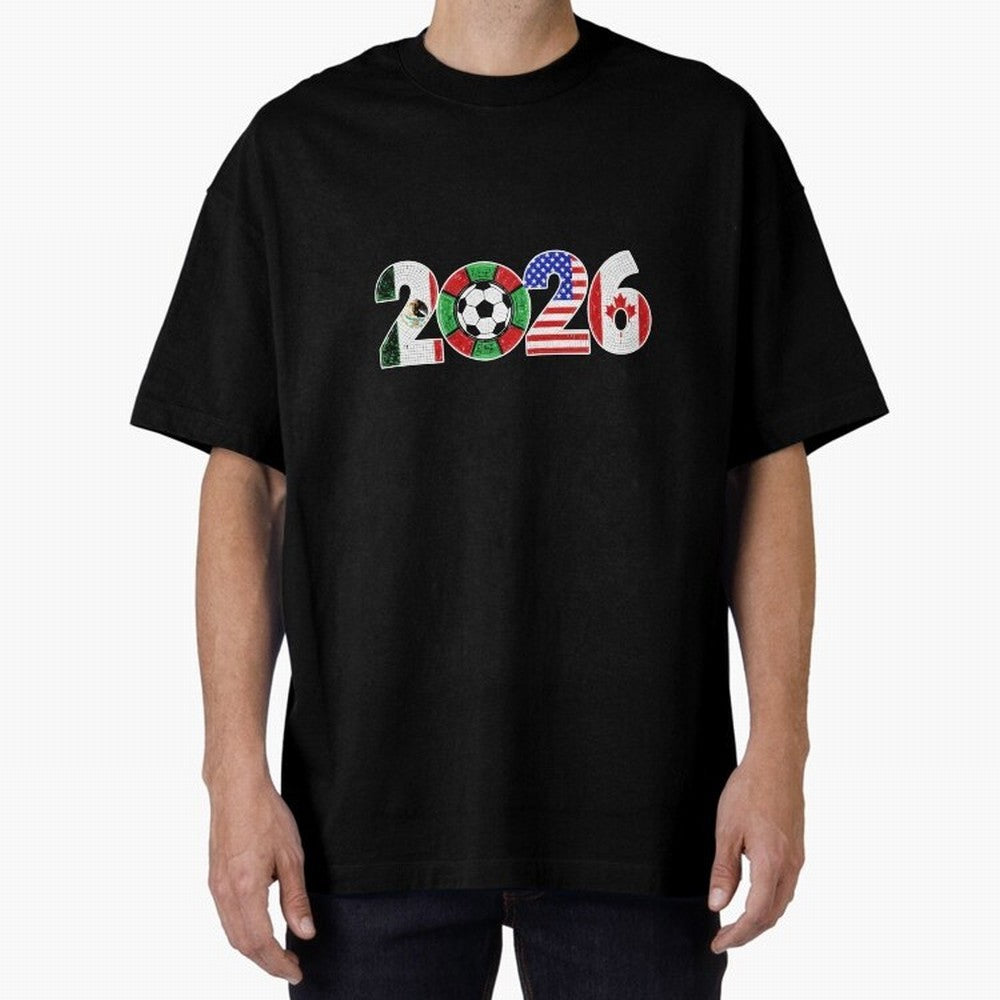 North American Soccer Spirit Team 2026 T-Shirt_82770209 Oversized T-Shirt Celebrate the Stars of FIFA World Cup 2026 USA Canada Mexico for Fans of Cristiano Ronaldo, Haaland and CR7 and England, France and Netherlands, Bringing Match Day