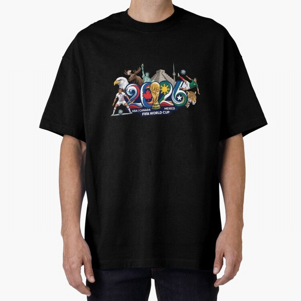 FIFA World Cup 2026 North America: USA Canada Mexico United Nations of Football Oversized T-Shirt Carry Match Day Hype around FIFA World Cup 2026 Group Stage, Mbappe and Neymar, Brazil, Portugal and Argentina, Tournament Hype, Historic Matchups,