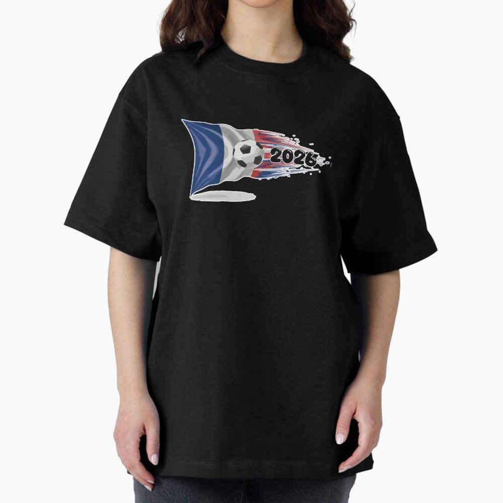 France Soccer 2026 Fan Tee: Bleu-Blanc-Rouge Flag Football Design | Perfect Gift for World Cup Fans! Oversized T-Shirt Elevate FIFA World Cup 2026 Group Stage Spirit, Celebrating England, Haaland and Mbappe, Football Festival Excitement, Trophy