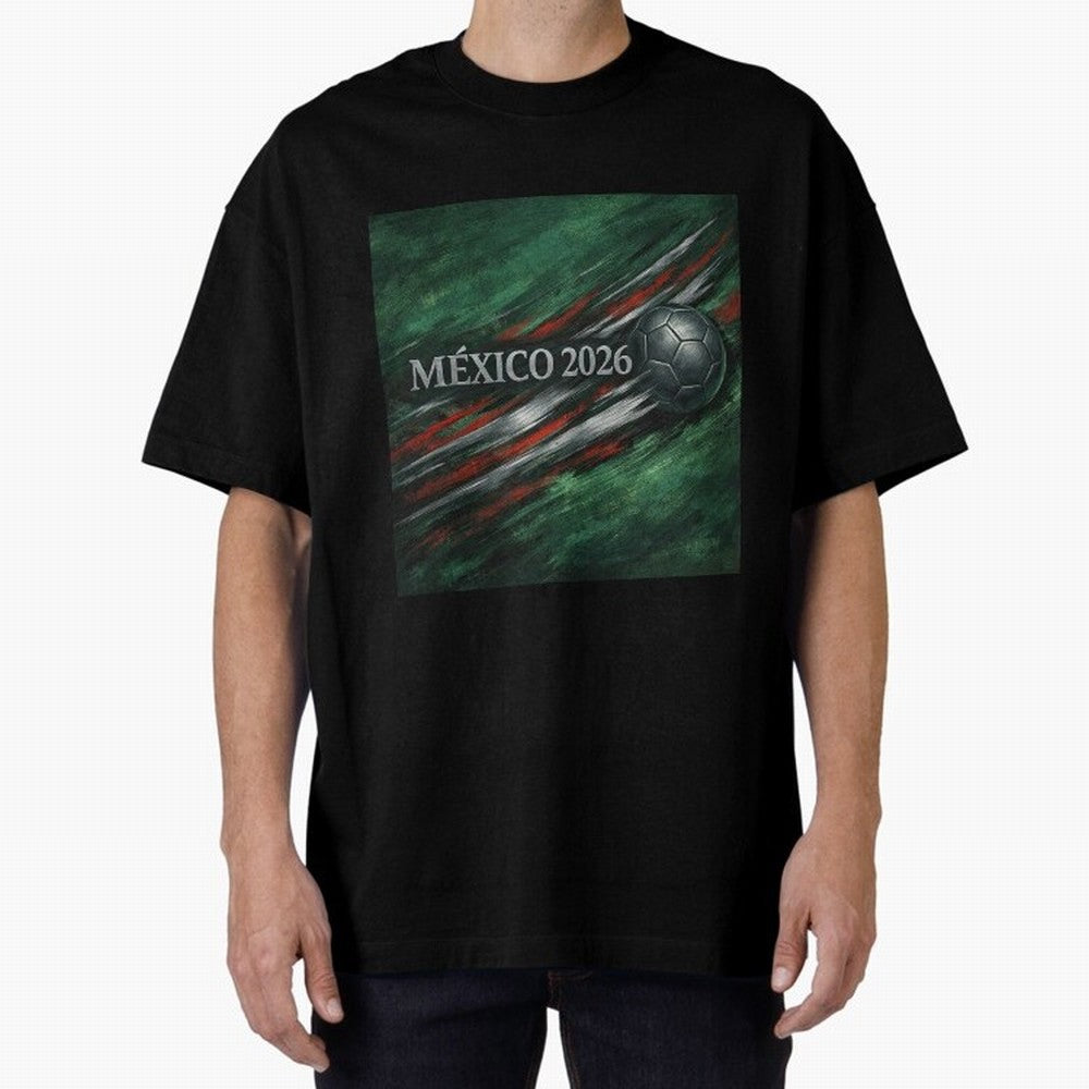 M¨¦xico 2026 Soccer Design Oversized T-Shirt Celebrate Supporters United by Global Football Passion for FIFA World Cup 2026, with Haaland and Mbappe, England and Germany, Sports Nostalgia, International Competition, Famous Players and Unforgettable
