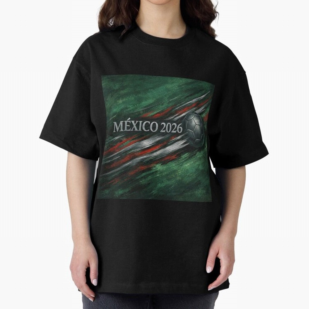 M¨¦xico 2026 Soccer Design Oversized T-Shirt Celebrate Supporters United by Global Football Passion for FIFA World Cup 2026, with Haaland and Mbappe, England and Germany, Sports Nostalgia, International Competition, Famous Players and Unforgettable
