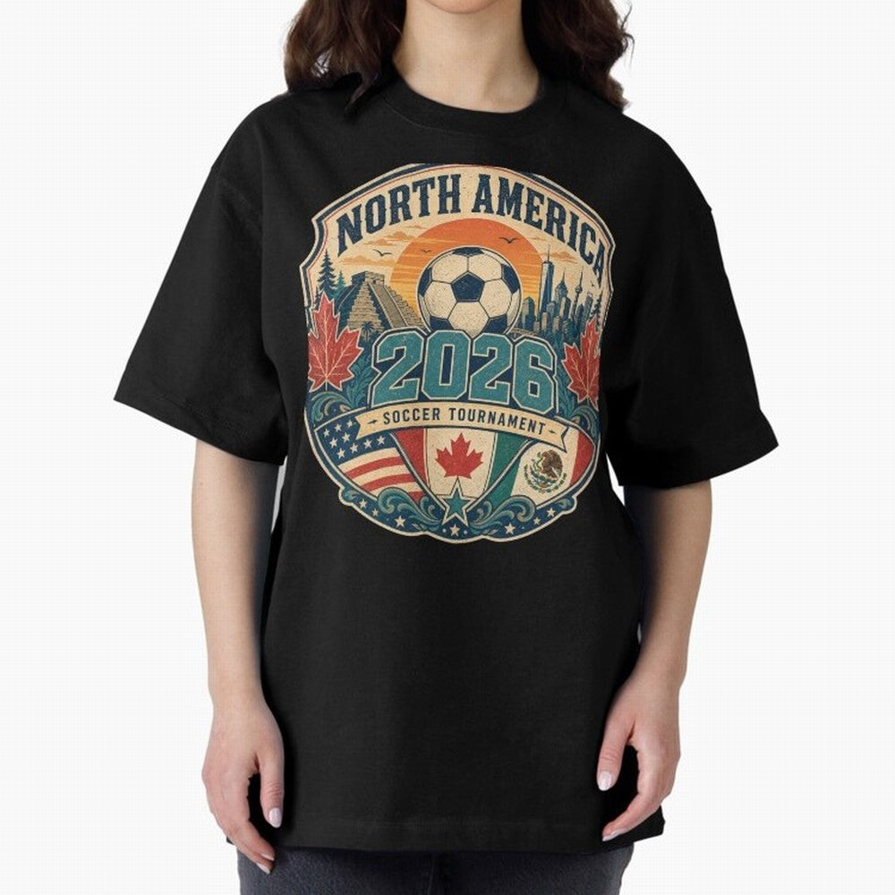 USA Canada Mexico Soccer Cup Oversized T-Shirt Show Your Love for FIFA World Cup 2026 Built around Mbappe and Neymar, France and Portugal Energy, Football History, Final Match Energy, Crowd Noise and Once in a Lifetime Moments; Perfect for