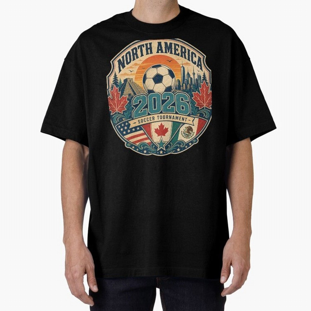 USA Canada Mexico Soccer Cup Oversized T-Shirt Show Your Love for FIFA World Cup 2026 Built around Mbappe and Neymar, France and Portugal Energy, Football History, Final Match Energy, Crowd Noise and Once in a Lifetime Moments; Perfect for