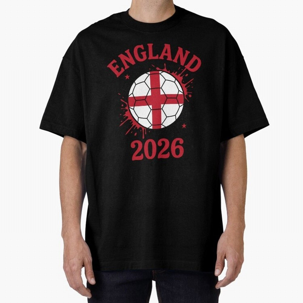 England World Cup 2026 football supporter| St George Cross Football Oversized T-Shirt Celebrate the Magic of FIFA World Cup 2026 USA Canada Mexico for Fans of Messi, CR7 and Mbappe and Brazil, Portugal and Argentina, Bringing Football Passion,