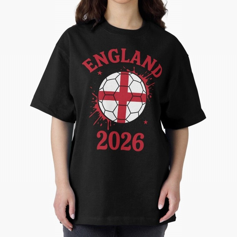 England World Cup 2026 football supporter| St George Cross Football Oversized T-Shirt Celebrate the Magic of FIFA World Cup 2026 USA Canada Mexico for Fans of Messi, CR7 and Mbappe and Brazil, Portugal and Argentina, Bringing Football Passion,