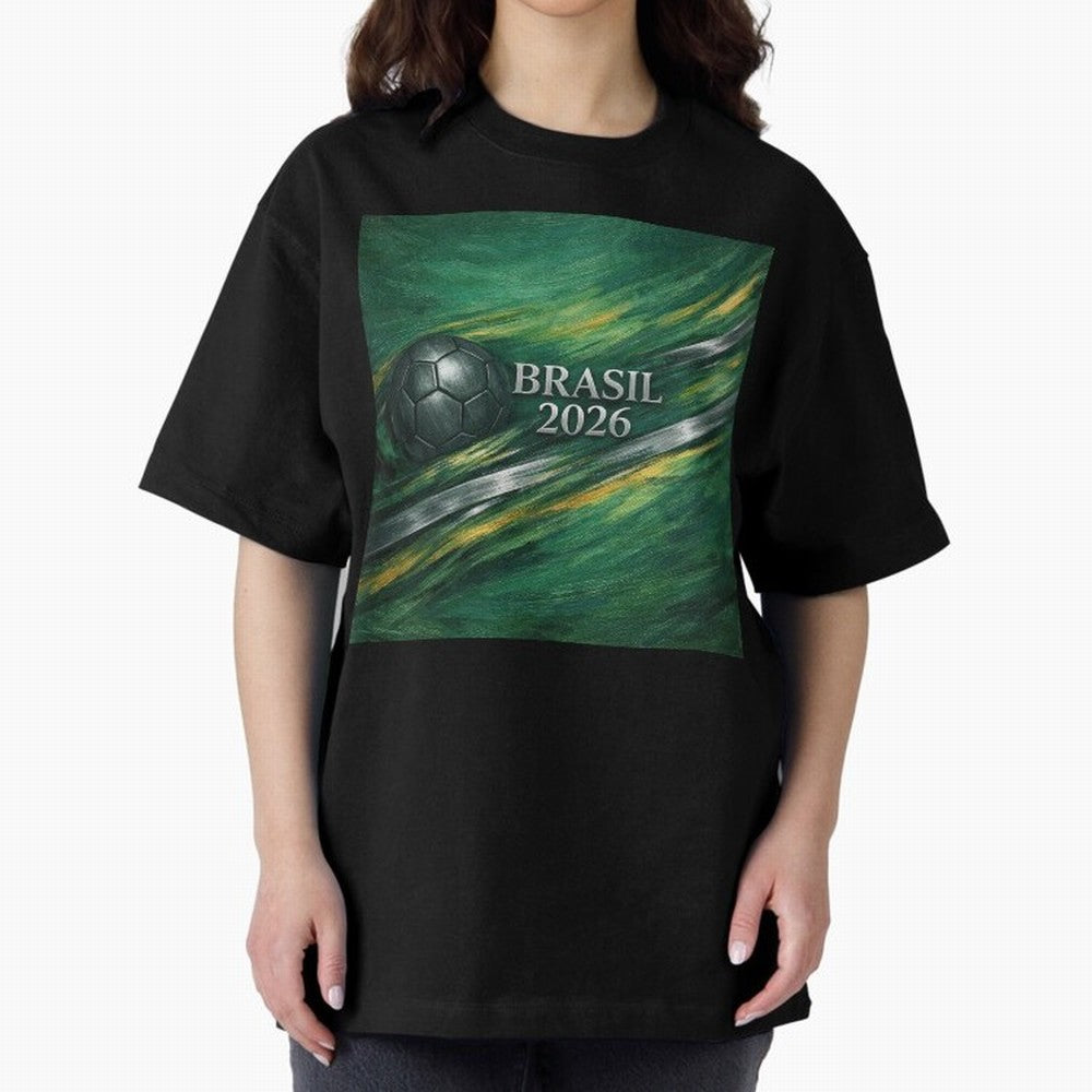 Brazil World Cup 2026 Concept Oversized T-Shirt Carry FIFA World Cup 2026 for Fans of Haaland and France and Portugal, Bringing Soccer Culture, Superstar Moments, National Team Dreams and Competitive Fire; Made for Die Hard Supporters, Soccer