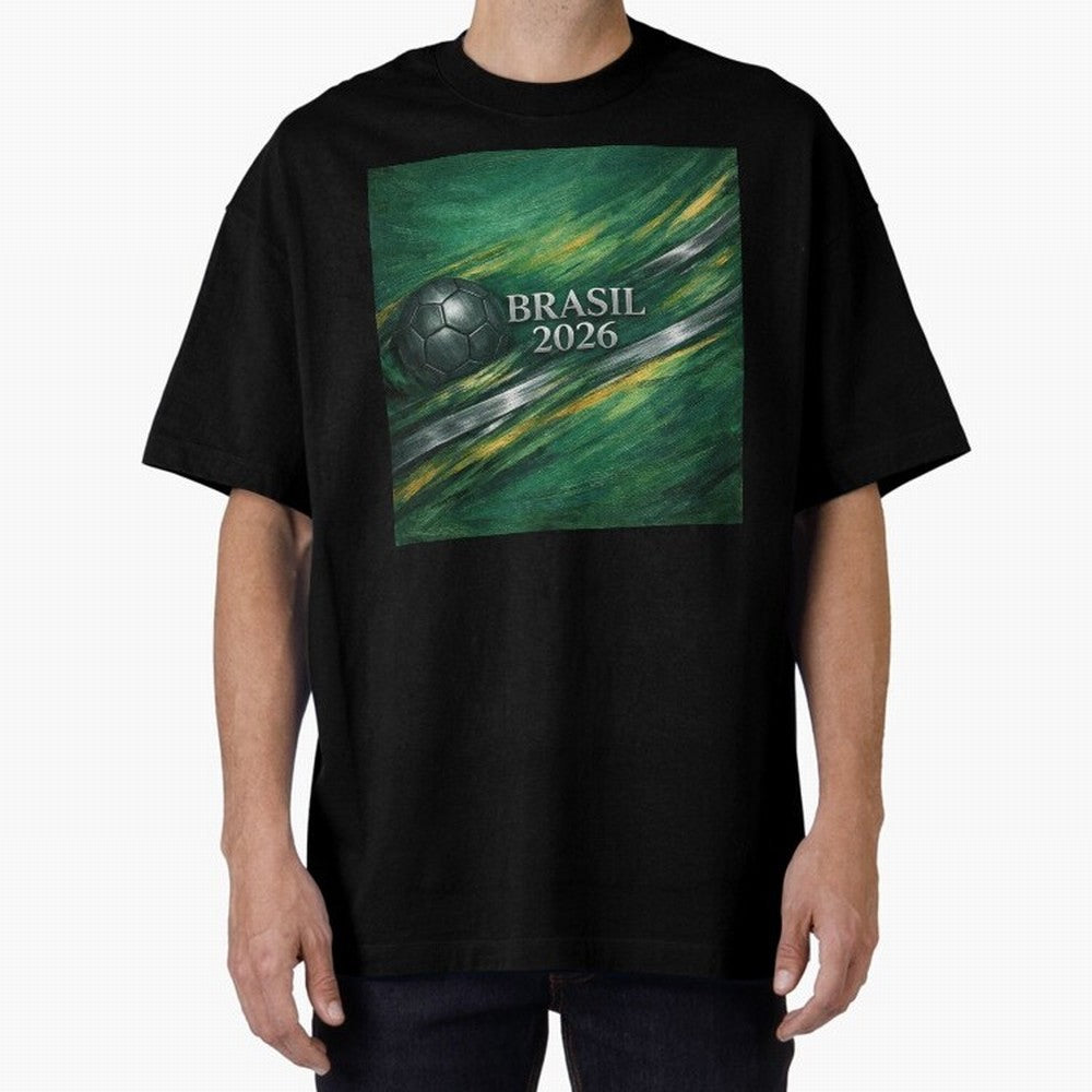 Brazil World Cup 2026 Concept Oversized T-Shirt Carry FIFA World Cup 2026 for Fans of Haaland and France and Portugal, Bringing Soccer Culture, Superstar Moments, National Team Dreams and Competitive Fire; Made for Die Hard Supporters, Soccer