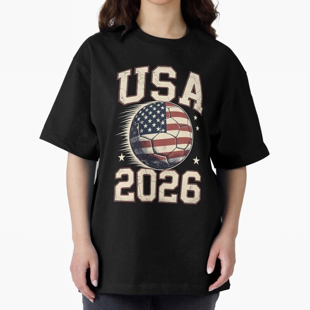USA 2026 World Cup Soccer Oversized T-Shirt Honor Match Day Hype around FIFA World Cup 2026 USA Canada Mexico, CR7, France, Retro Football Energy, Iconic Rivalries, Trophy Chase Drama and Stadium Atmosphere; Perfect for Fans, Collectors, Family