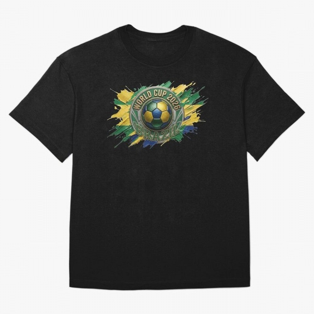 World Cup 2026 Brazil Soccer Ball Paint Splash Oversized T-Shirt Support the Legends of the FIFA World Cup 2026 USA Canada Mexico Journey through Cristiano Ronaldo, Haaland and CR7 Highlights, Argentina and Brazil Pride, Fan Favorite Moments,