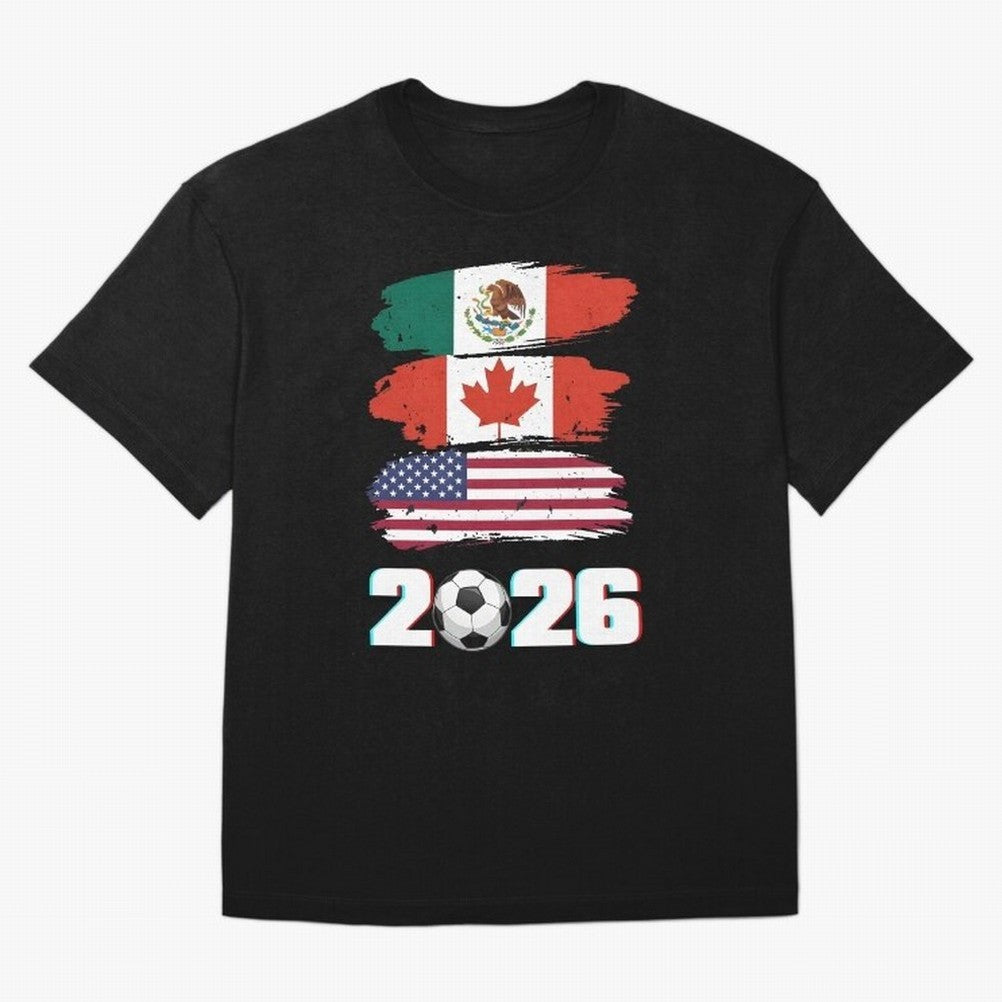 USA Canada Mexico Flag 2026 Cup Brush Art Oversized T-Shirt Honor the Football Icons of the FIFA World Cup 2026 USA Canada Mexico Journey through Neymar Highlights, Germany Pride, Sports Nostalgia, International Competition, Famous Players and