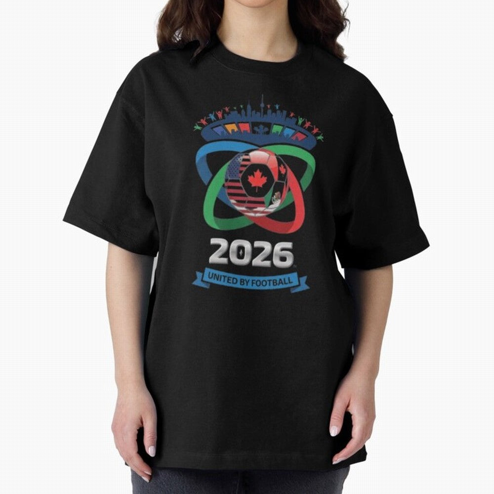 Infinity Loop World Cup 2026 Host Nation Design Oversized T-Shirt Share FIFA World Cup 2026 Driven by Mbappe, France Energy, Vintage Soccer Flavor, Modern Football Stars, National Flags and Final Night Emotion; Ideal for Fans Who Follow Messi,