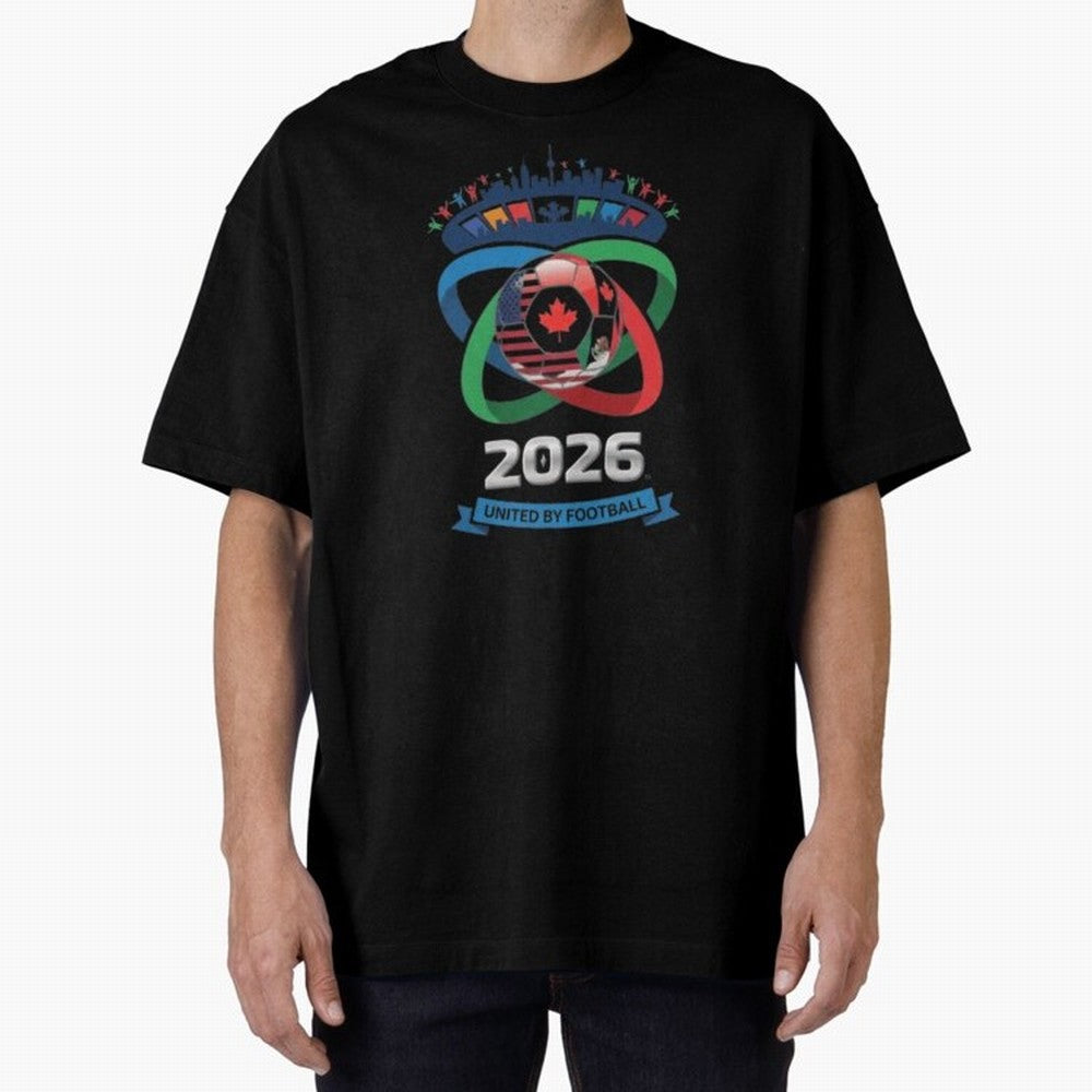 Infinity Loop World Cup 2026 Host Nation Design Oversized T-Shirt Share FIFA World Cup 2026 Driven by Mbappe, France Energy, Vintage Soccer Flavor, Modern Football Stars, National Flags and Final Night Emotion; Ideal for Fans Who Follow Messi,