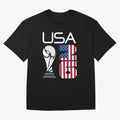 USA 2026 Soccer World Cup Trophy American Flag Design Oversized T-Shirt Cheer through Every Moment of FIFA World Cup 2026 Group Stage Spirit, Featuring Netherlands, Messi, CR7 and Mbappe, Championship Spirit, Famous Goals, Roaring Crowds and
