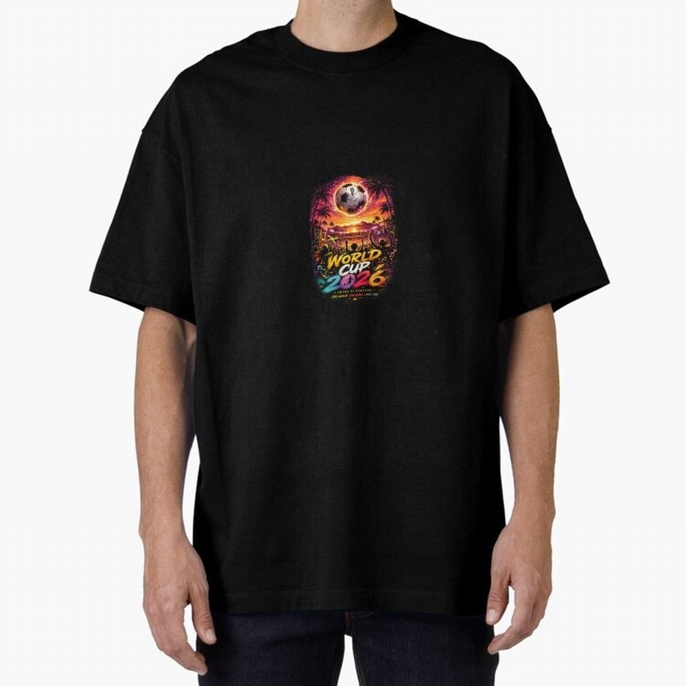 Copy of World Cup 2026 ¨C United Passion ?? | Neon Football Design Oversized T-Shirt Follow Global Football Passion for FIFA World Cup 2026 USA Canada Mexico, Driven by Haaland and Mbappe, Spain, Football Festival Excitement, Trophy Ambitions,