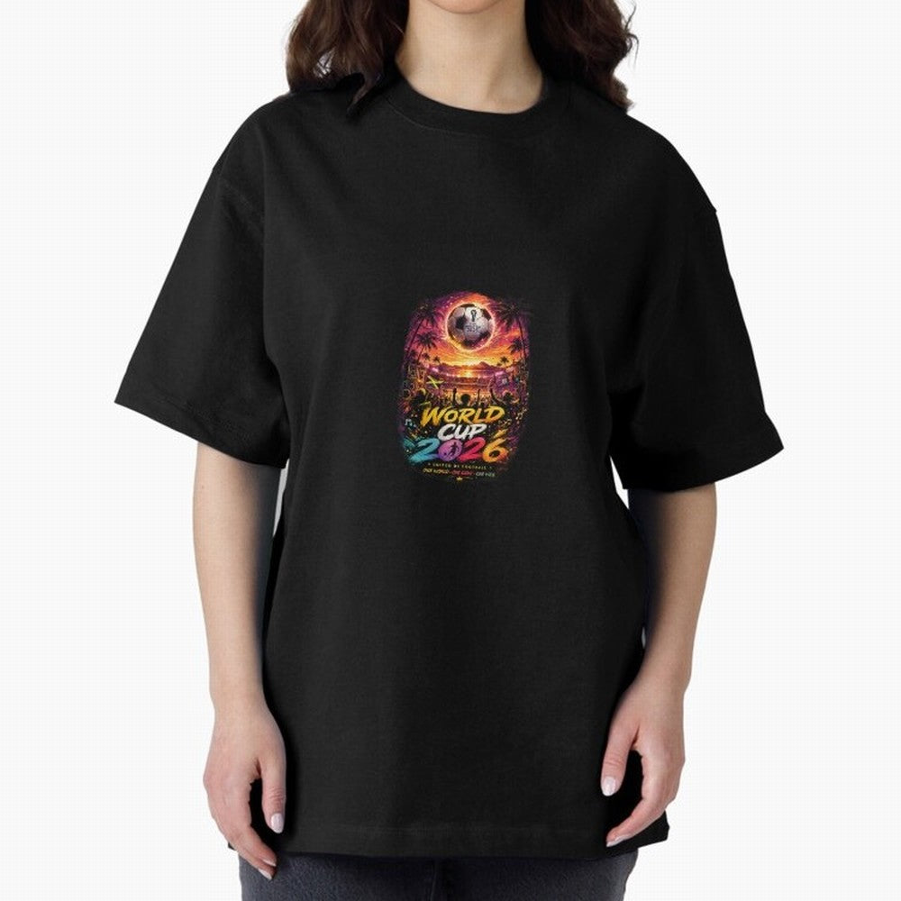 Copy of World Cup 2026 ¨C United Passion ?? | Neon Football Design Oversized T-Shirt Follow Global Football Passion for FIFA World Cup 2026 USA Canada Mexico, Driven by Haaland and Mbappe, Spain, Football Festival Excitement, Trophy Ambitions,