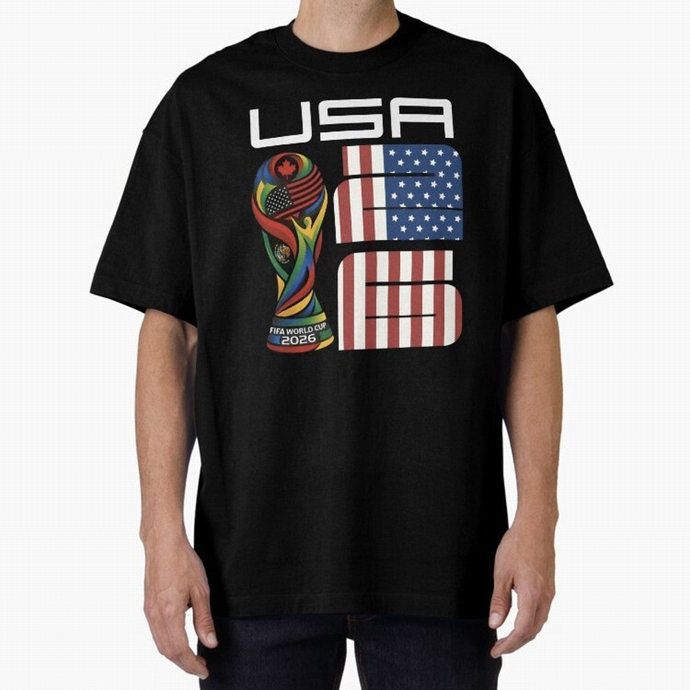 USA World Cup 2026 Host Nation Soccer Design Oversized T-Shirt Carry the Colors and Pride of Match Day Hype around FIFA World Cup 2026, Neymar, Argentina and Brazil, Championship Spirit, Famous Goals, Roaring Crowds and International Football