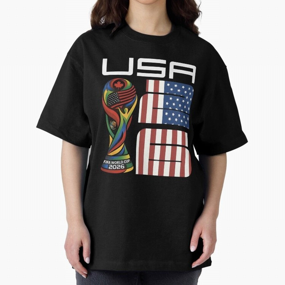 USA World Cup 2026 Host Nation Soccer Design Oversized T-Shirt Carry the Colors and Pride of Match Day Hype around FIFA World Cup 2026, Neymar, Argentina and Brazil, Championship Spirit, Famous Goals, Roaring Crowds and International Football