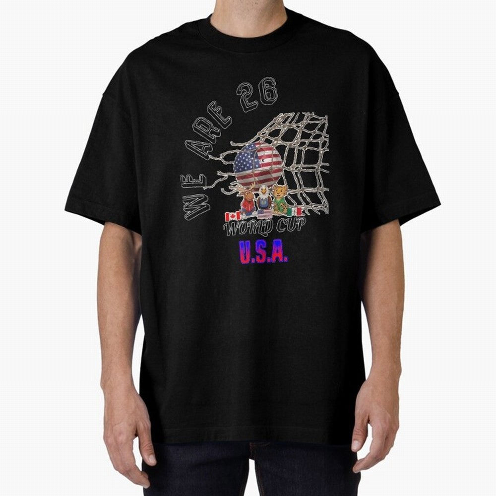 World cup 26 - USA Oversized T-Shirt Show Your Love for Match Day Hype around FIFA World Cup 2026 Group Stage, Mbappe and Neymar, Brazil, Match Day Excitement, Supporter Culture, Golden Goals and Global Football Passion; Great for Supporters Who