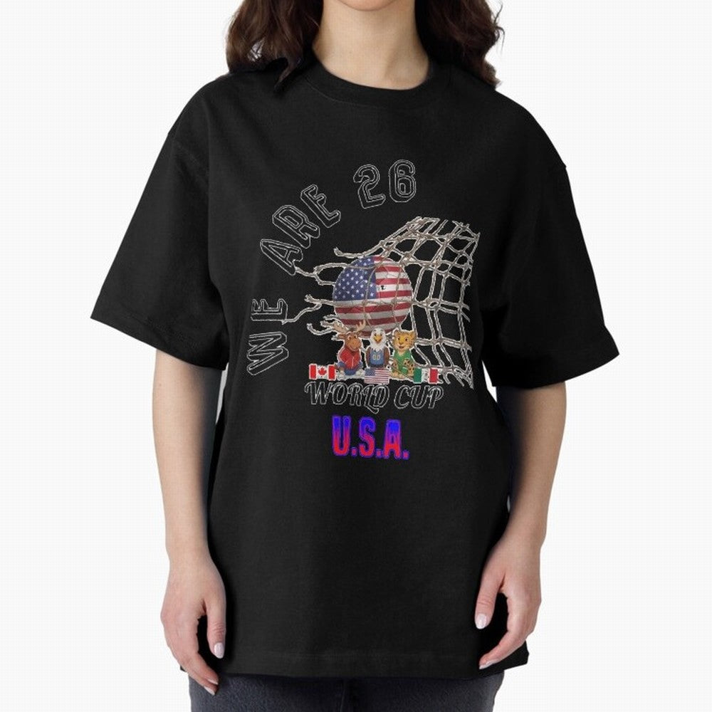 World cup 26 - USA Oversized T-Shirt Show Your Love for Match Day Hype around FIFA World Cup 2026 Group Stage, Mbappe and Neymar, Brazil, Match Day Excitement, Supporter Culture, Golden Goals and Global Football Passion; Great for Supporters Who