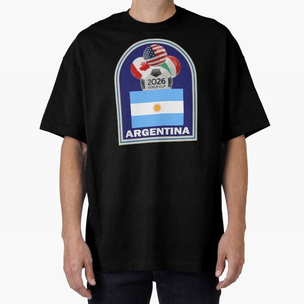Argentina 2026 Soccer T-shirt Oversized T-Shirt Celebrate Fan Culture around FIFA World Cup 2026 USA Canada Mexico Spirit, Driven by France and Portugal, CR7 and Messi, Tournament Hype, Historic Matchups, Family Viewing Parties and Global Sports