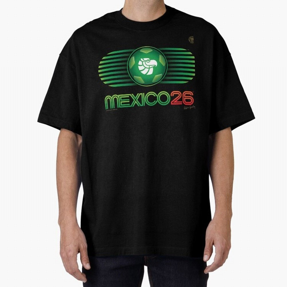 Mexico 26 World Cup Retro Logo. Autographed Oversized T-Shirt Celebrate Football Dreams Across FIFA World Cup 2026 USA Canada Mexico Spirit, Built around Spain, CR7, Stadium Memories, Football Loyalty, International Chants and Championship