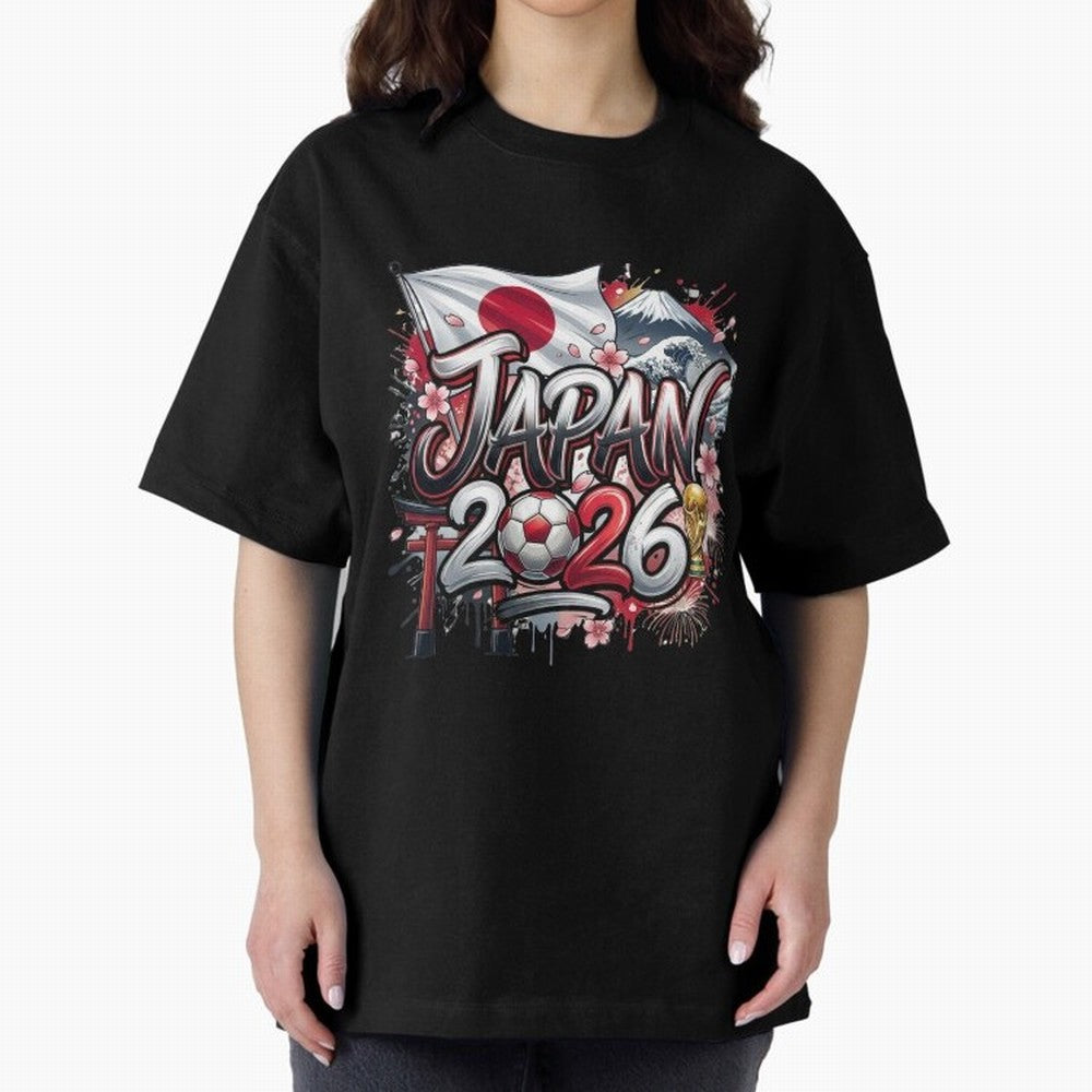 Japan World Cup 2026 Football Legacy Oversized T-Shirt Feel the Heartbeat of FIFA World Cup 2026 USA Canada Mexico Highlighting CR7, England, France and Netherlands Energy, Championship Spirit, Famous Goals, Roaring Crowds and International