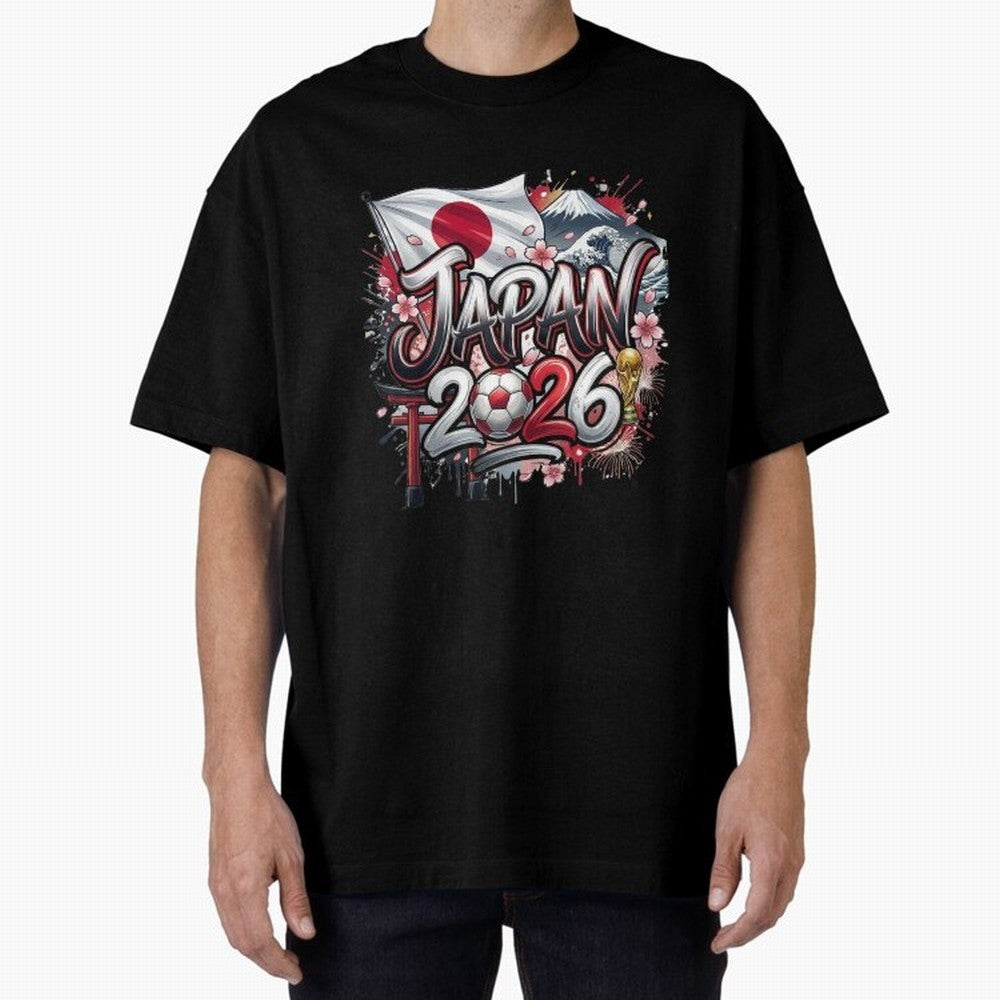Japan World Cup 2026 Football Legacy Oversized T-Shirt Feel the Heartbeat of FIFA World Cup 2026 USA Canada Mexico Highlighting CR7, England, France and Netherlands Energy, Championship Spirit, Famous Goals, Roaring Crowds and International
