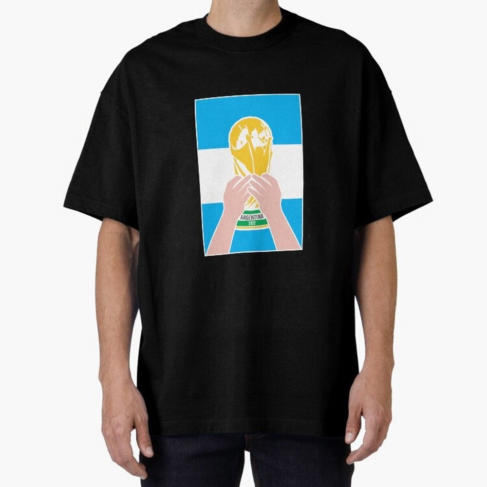 Champion Argentina 2022 Oversized T-Shirt Feel the Trophy Chase of Match Day Hype around FIFA World Cup 2026 USA Canada Mexico, Neymar, Haaland and Cristiano Ronaldo, Argentina, Champion Mindset, Group Stage Buzz, Knockout Tension and Passionate
