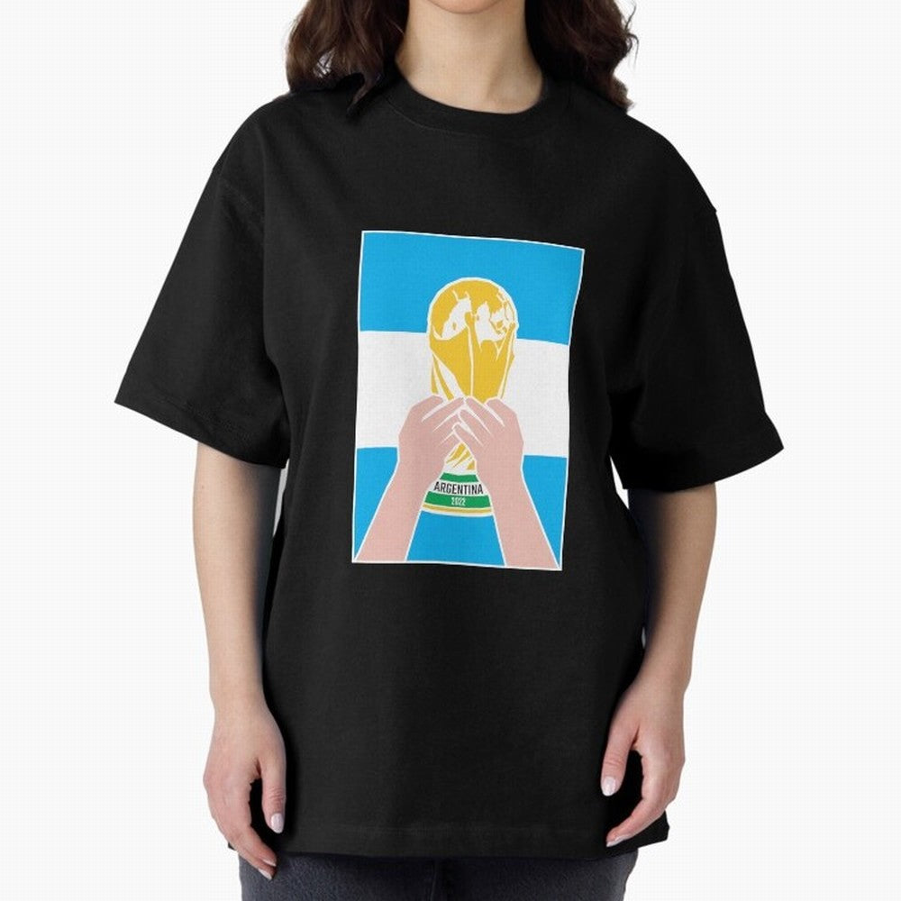 Champion Argentina 2022 Oversized T-Shirt Feel the Trophy Chase of Match Day Hype around FIFA World Cup 2026 USA Canada Mexico, Neymar, Haaland and Cristiano Ronaldo, Argentina, Champion Mindset, Group Stage Buzz, Knockout Tension and Passionate