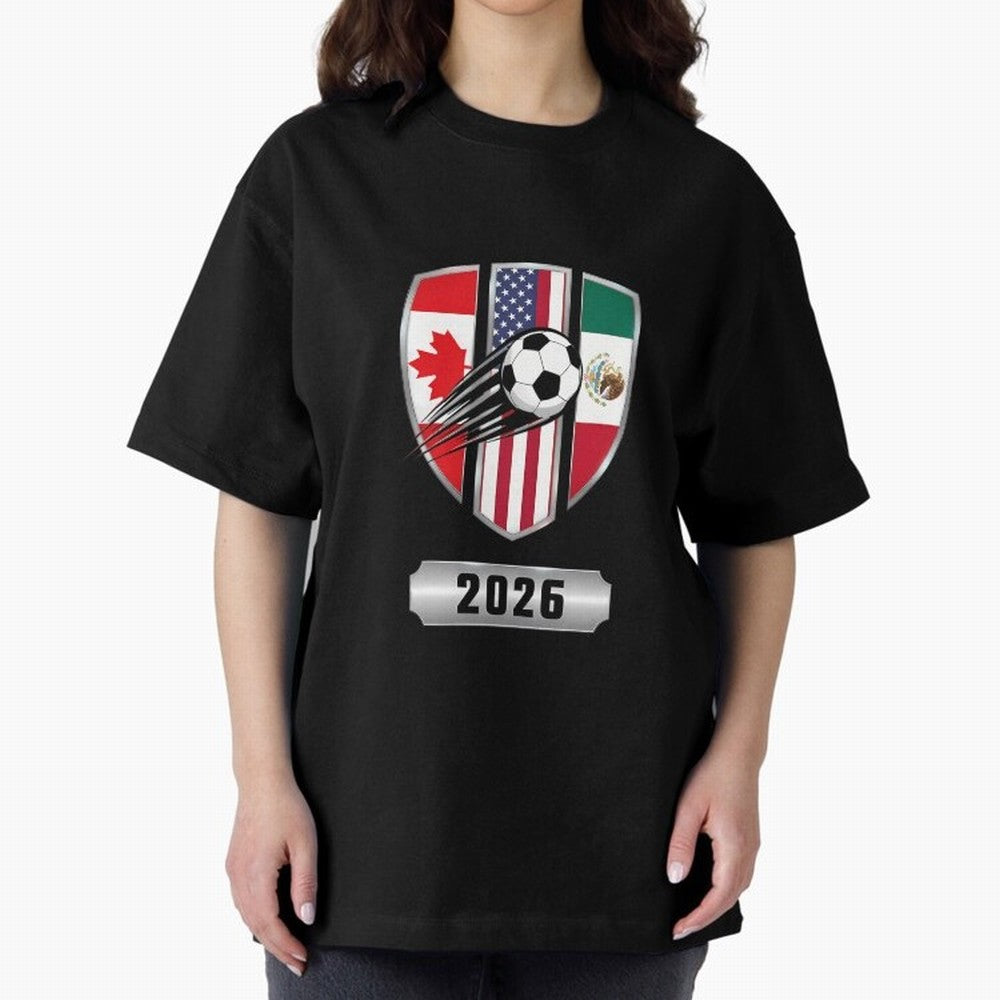 North United America Shield 2026 Cup Oversized T-Shirt Feel the Heartbeat of Match Day Hype around FIFA World Cup 2026, Messi, CR7 and Mbappe, England and Germany, Vintage Soccer Flavor, Modern Football Stars, National Flags and Final Night