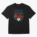 Three Nations One Game 2026 ¨C USA Canada Mexico Football Design ?????? Oversized T-Shirt Fuel Your Fan Pride for Match Day Hype around FIFA World Cup 2026 Group Stage, Cristiano Ronaldo, Argentina and Brazil, Worldwide Fan Energy, Dramatic Goals,