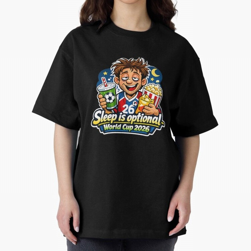 Sleep Is Optional World Cup 2026 Soccer Fan Night Oversized T-Shirt Follow the Final Road of FIFA World Cup 2026 USA Canada Mexico Built around Neymar, France Energy, Retro Football Energy, Iconic Rivalries, Trophy Chase Drama and Stadium
