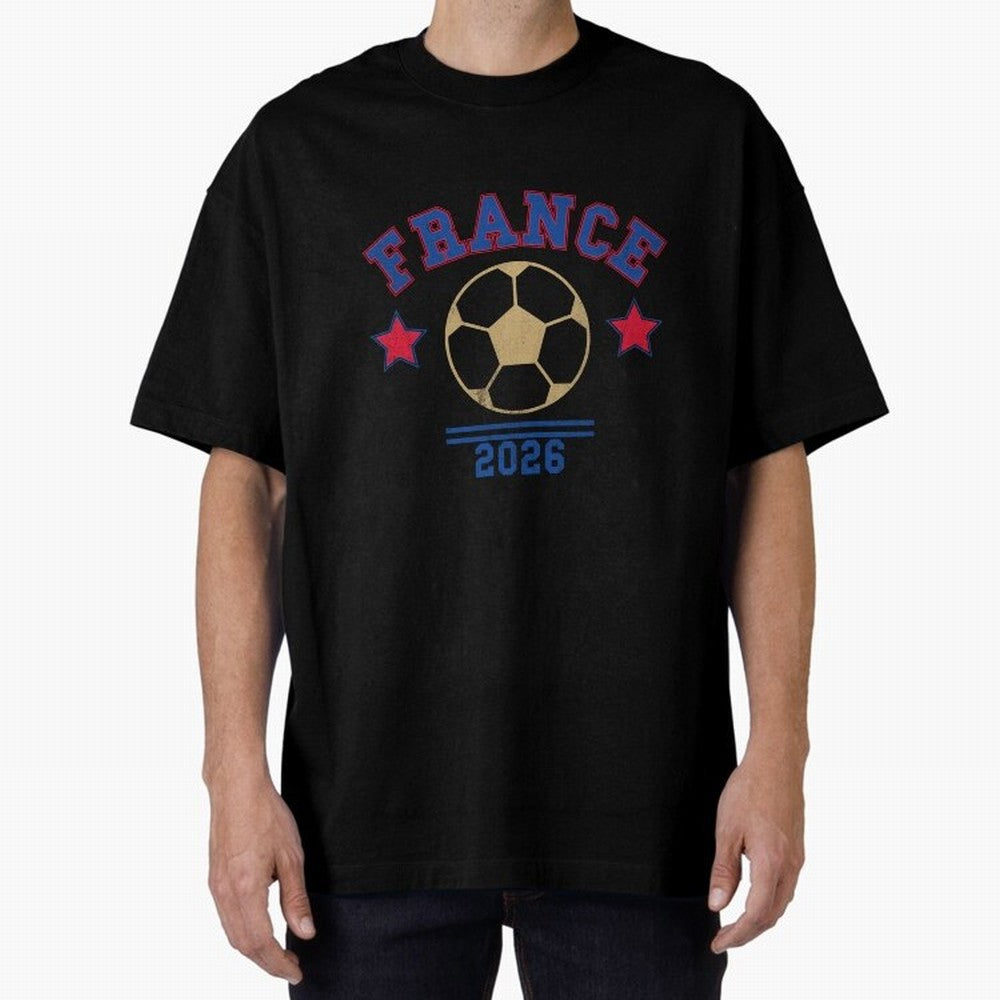 France 2026 ¡ª Vintage Soccer Tee Oversized T-Shirt Celebrate Fan Favorites in Match Day Hype around FIFA World Cup 2026 USA Canada Mexico, Neymar, Haaland and Cristiano Ronaldo, Portugal, Spain and Germany, Worldwide Fan Energy, Dramatic Goals,